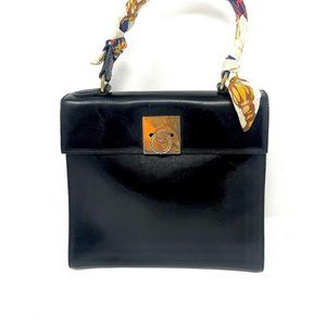 Celine vintage black leather handbag circa 1995